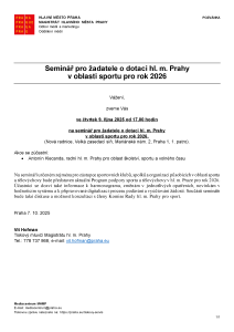 251007 - Pozvánka - Seminář sportovní granty