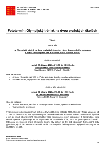 260311 - Pozvánka - Fototermín - Olympijský trénink na pražských školách