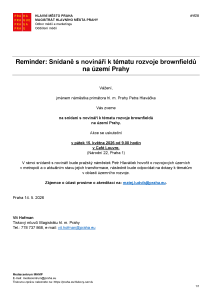 260514 -Pozvánka - Reminder -Snídaně s novináři - Brownfieldy v Praze