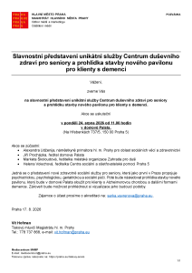 260817 - Pozvánka - Slavnostní představení unikátní služby Centrum duševního zdraví pro seniory a prohlídka stavby nového pavilonu