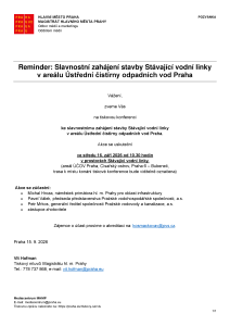 260915 - Reminder - Slavnostní zahájení stavby Stávající vodní linky