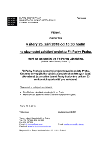 Slavnostní zahájení projektu Fit Parky Praha