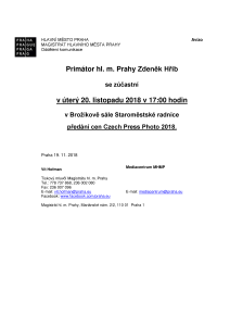 Předání cen Czech Press Photo 2018