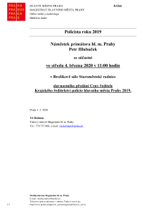 Slavnostní předání Ceny ředitele Krajského ředitelství policie hlavního města Prahy 2019