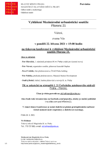 Vyhlášení Mezinárodní urbanistické soutěže Florenc 21