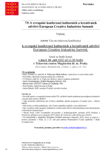 TK k evropské konferenci kulturních a kreativních  odvětví European Creative Industries Summit
