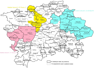 Územní vymezení volebních obvodů v hlavním městě Praze - mapa