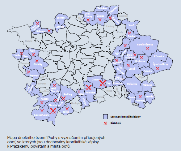 Mapa- obce - kroniky - Pražské povstání