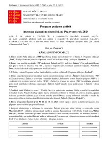 Podmínky - Program v oblasti podpory aktivit integrace cizinců na území hl. m. Prahy pro rok 2024