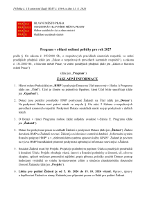 Program v oblasti rodinné politiky pro rok 2027