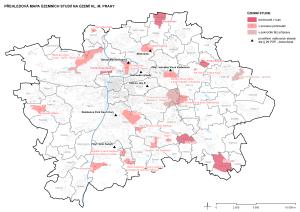 Přehledová mapa územních studií na území hl. m. Prahy