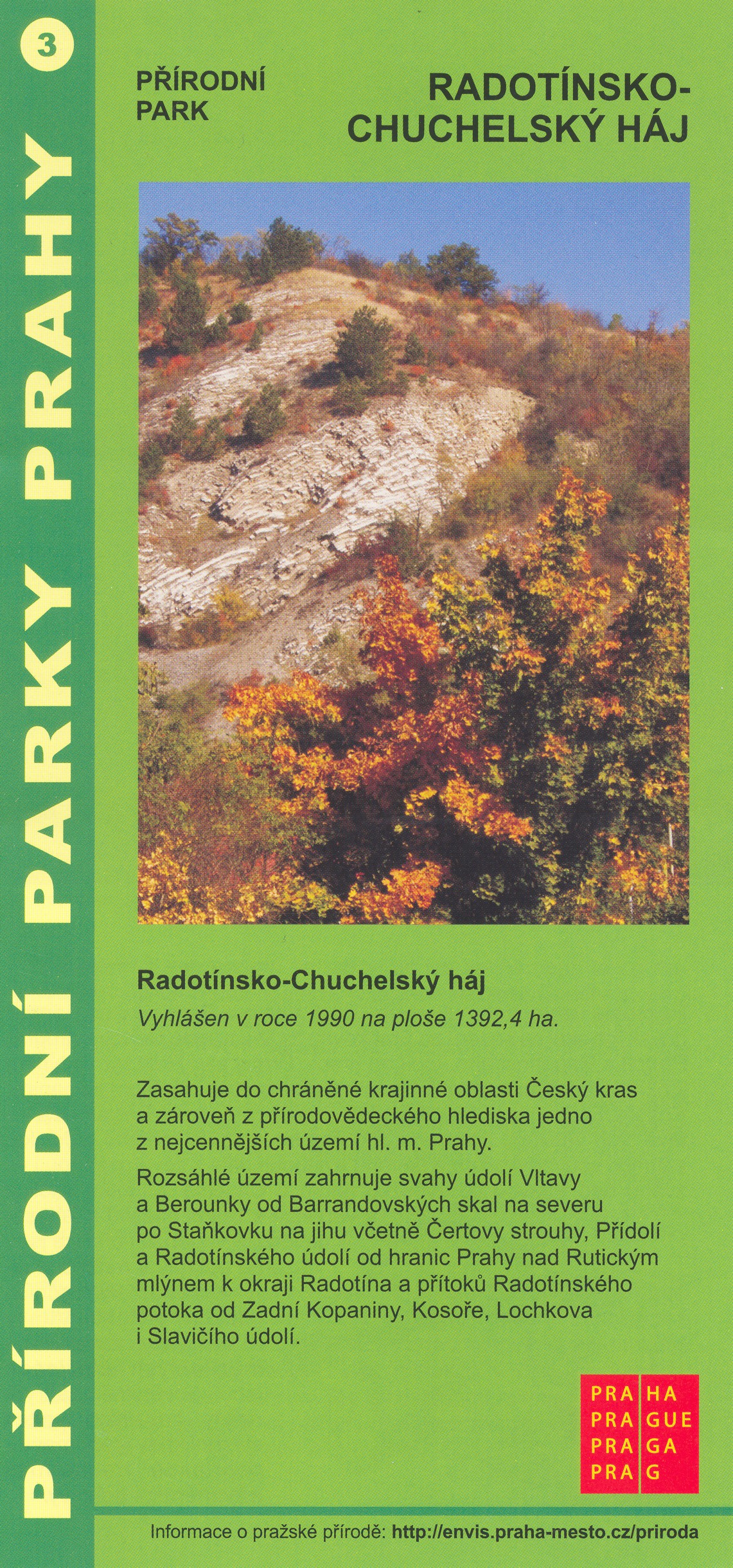 informační materiál Přírodní parky Prahy, č.3 - Radotínsko-Chuchelský háj