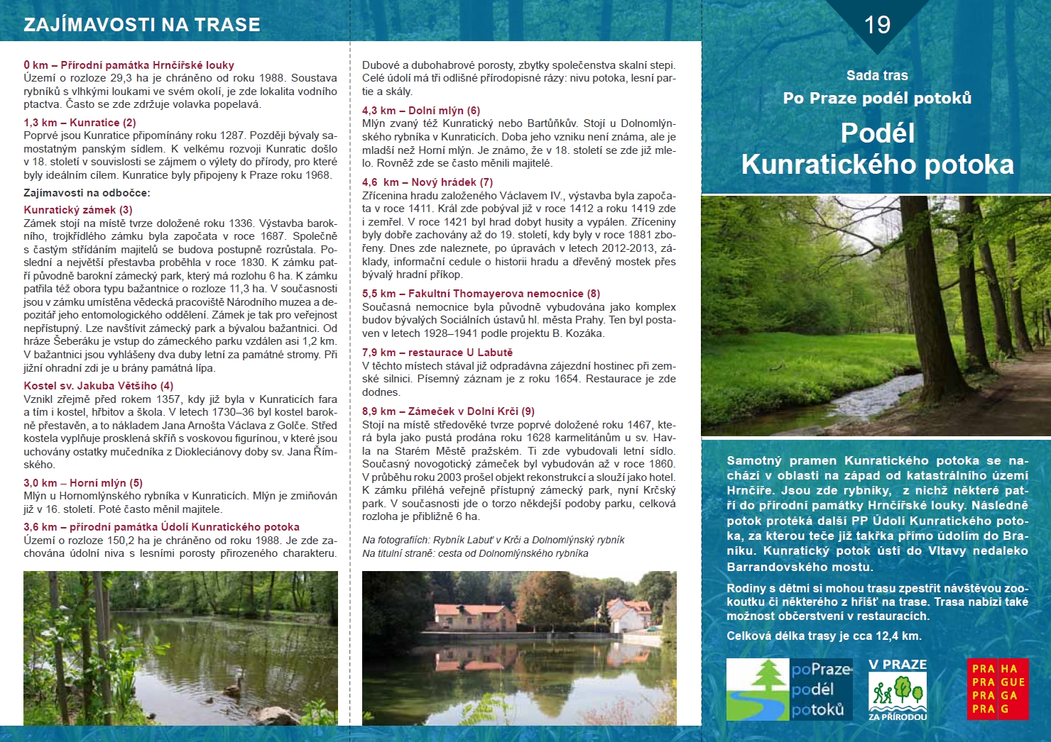 Informační materiál k trase Podél Kunratického potoka (č. 19), v. 2020