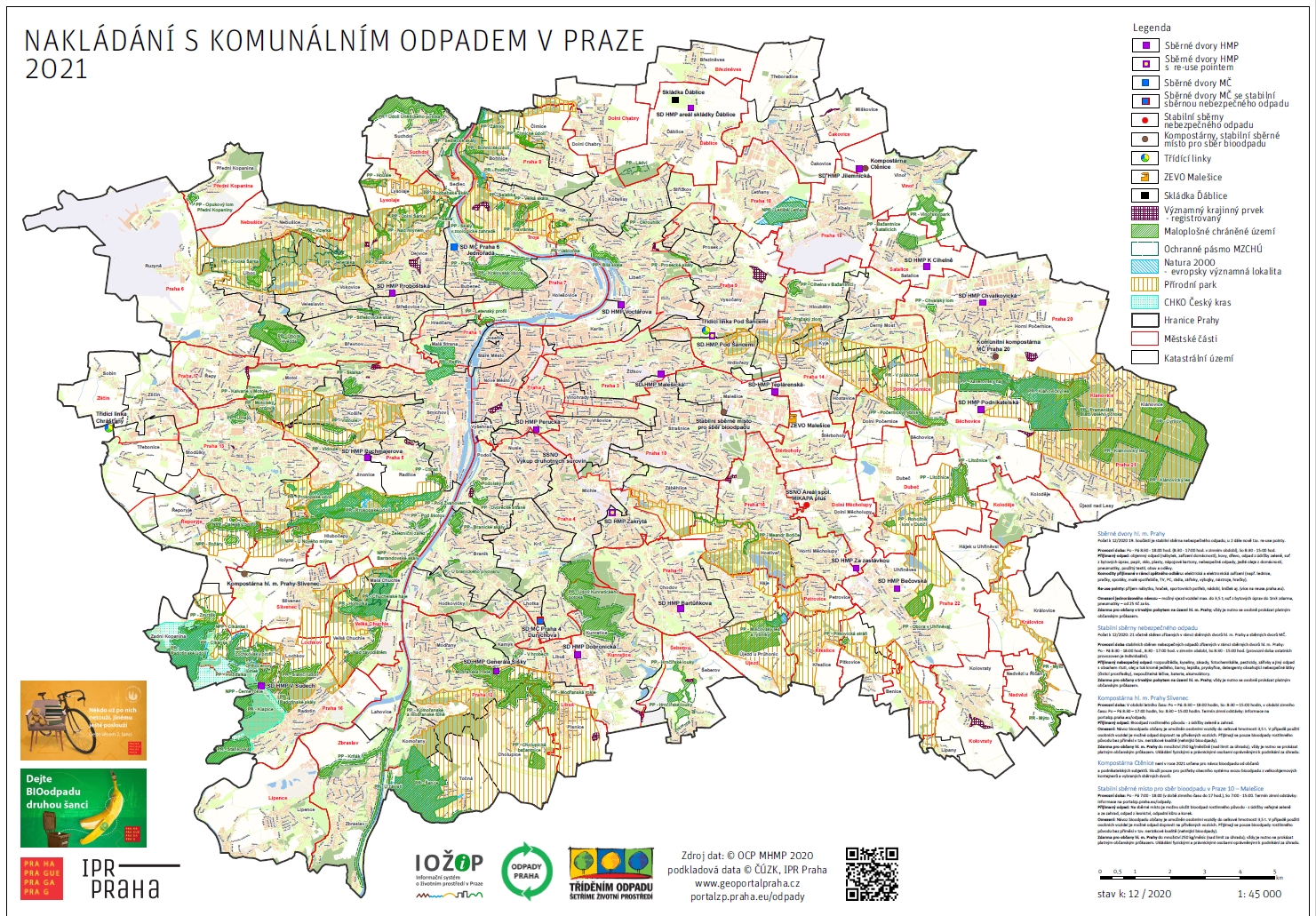 mapa Nakládání s komunálním odpadem v Praze, verze 12/2020, ilustrační obr.