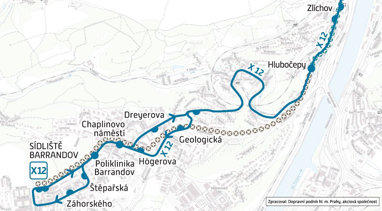 přerušení tramvajové linky v úseku Hlubočepy – Sídliště Barrandov