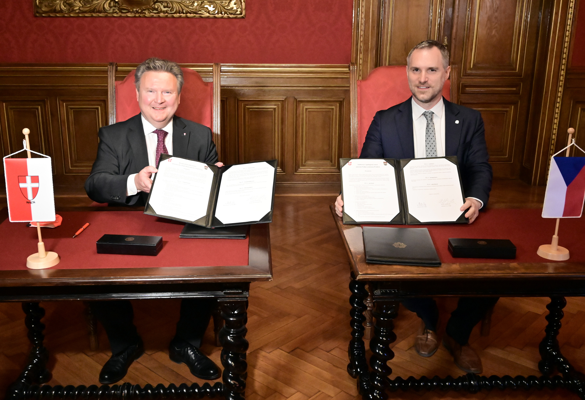 Podpis dohody o vzájemné spolupráci mezi Prahou a Vídní