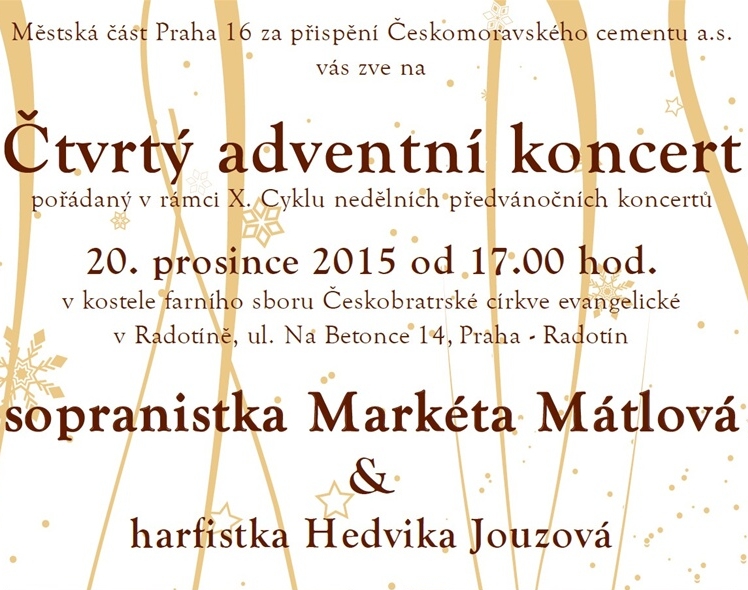 Pozvánka na IV. adventní koncert v Radotíně