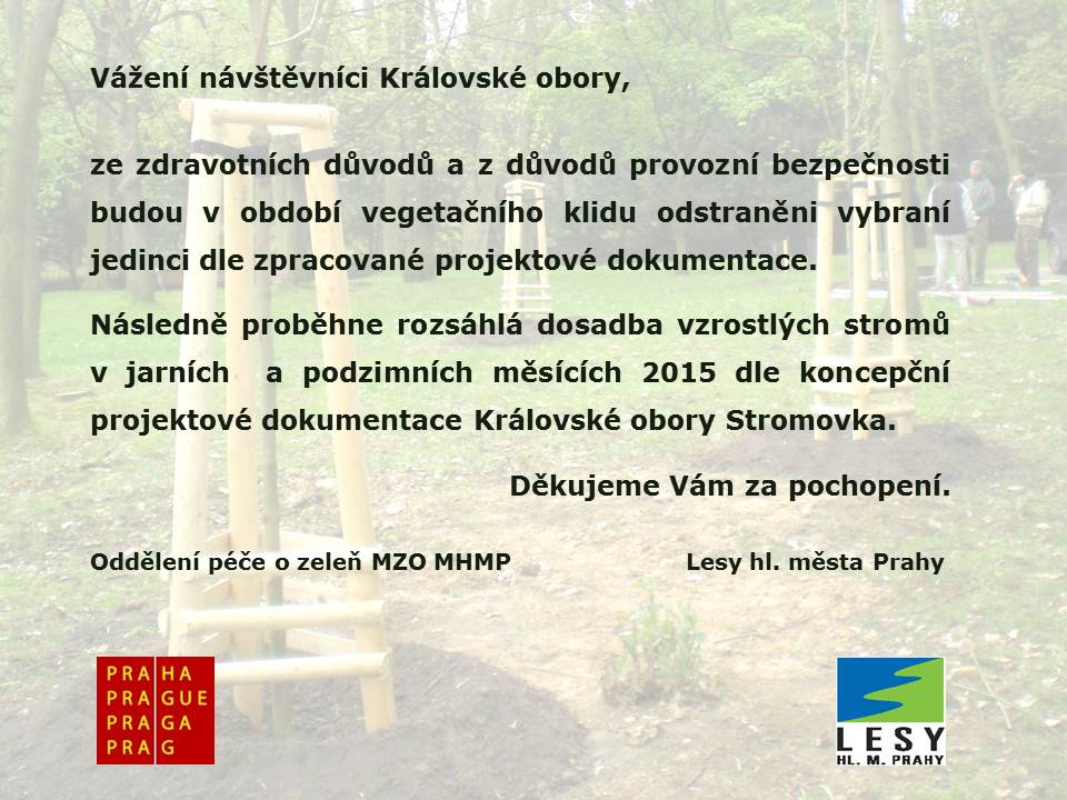 kácení stromů ve Stromovce, 2014-2015, infoleták pro veřejnost