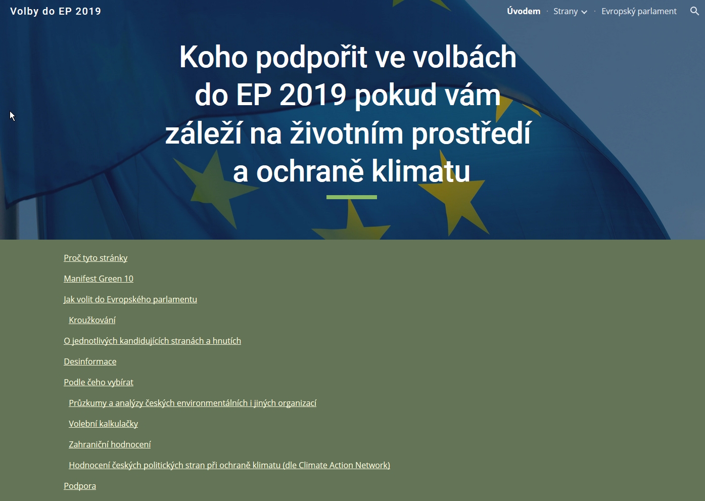 STUŽ, web volby do EP 2019 a ZP - koho volit, titulka