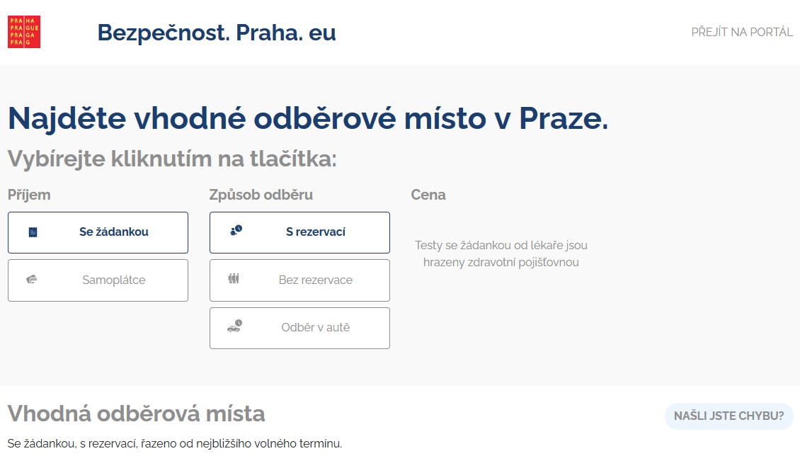 Web covid.praha.eu
