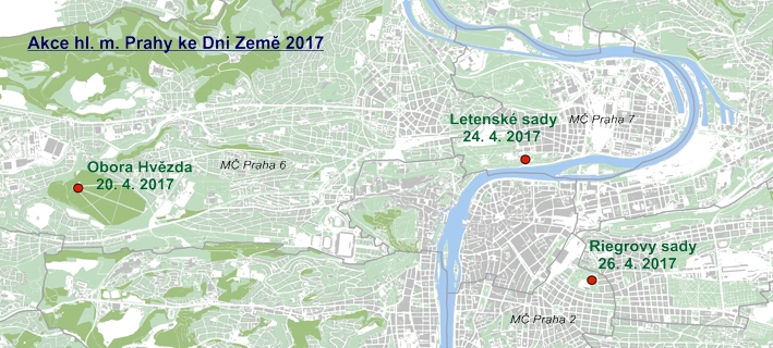 Informačně-vzdělávací akce hl. m. Prahy ke Dni Země 2017, orientační mapa