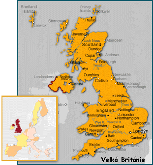 anglie - mapa