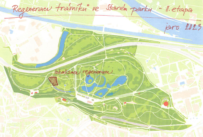 Regenerace travnatých ploch ve Starém parku ve Stromovce, 2. et., orient.mapa