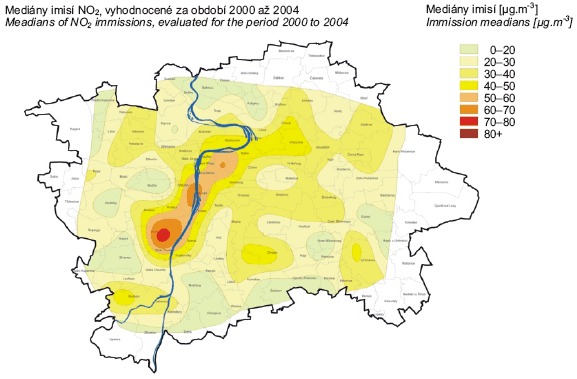 Izokoncentrační vrstvy zpracované pro druhou etapu mobilních měření systémem SZÚ v měřicí síti v Praze, 2000–2004