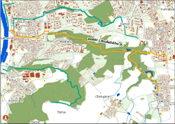 trasa podél libušského potoka - orientační mapka (ke zvětšení)