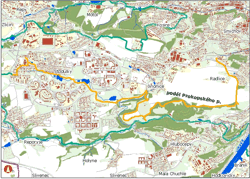 trasa podél prokopského potoka - orientační mapka (ke zvětšení)