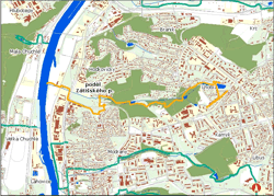 trasa podél zátišského potoka - orientační mapka (ke zvětšení)