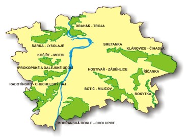 ilustrační mapka - Přírodní parky Prahy