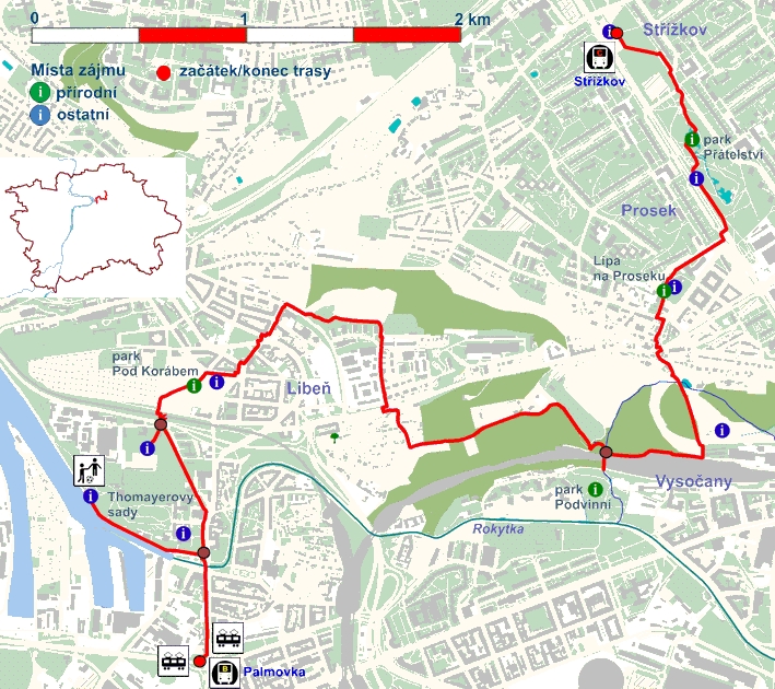 trasa č.4 - Střížkov-Palmovka, orientační mapa (709pxl)