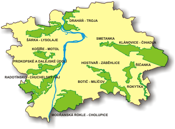 Přírodní parky v Praze - orientační mapa