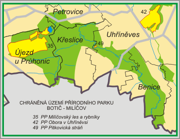 PP Botič-Milíčov - orientační mapka