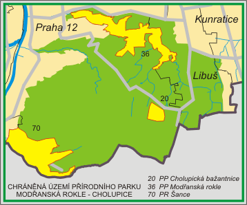 Přírodní park Modřanská rokle - Cholupice - orientační mapa