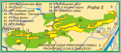 Přírodní park Prokopské a Dalejské údolí - orientační mapa