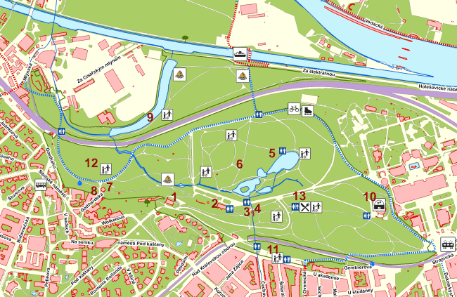Královská obora Stromovka - orientační mapa 2012