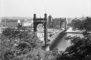 Jaroslav Bruner-Dvořák: Štefánikův most z Letné, před 1928, Sbírka Scheufler