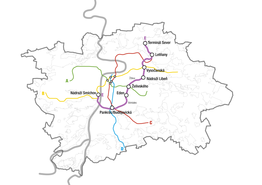Metro E - ilustrační mapa