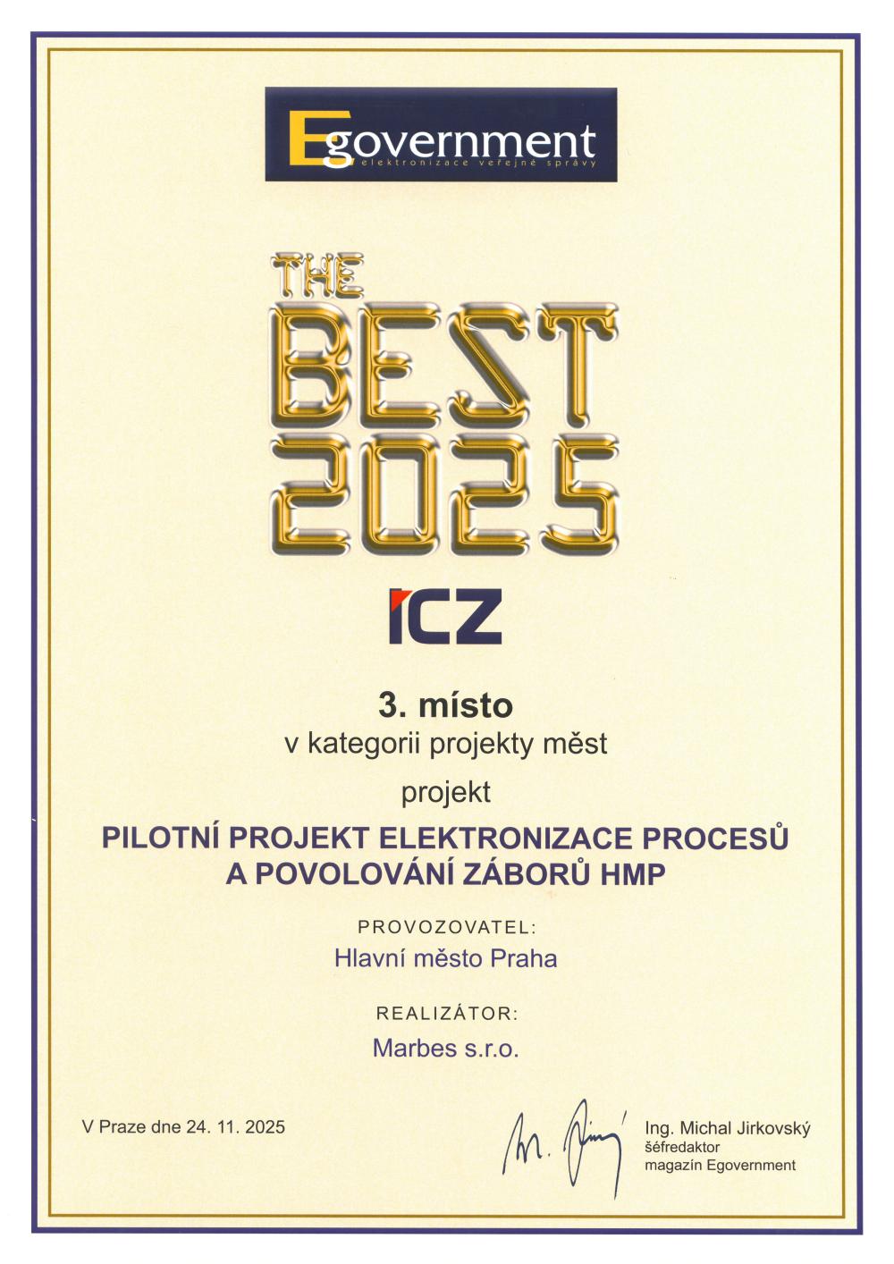 Ocenění Egovernment The Best 2025