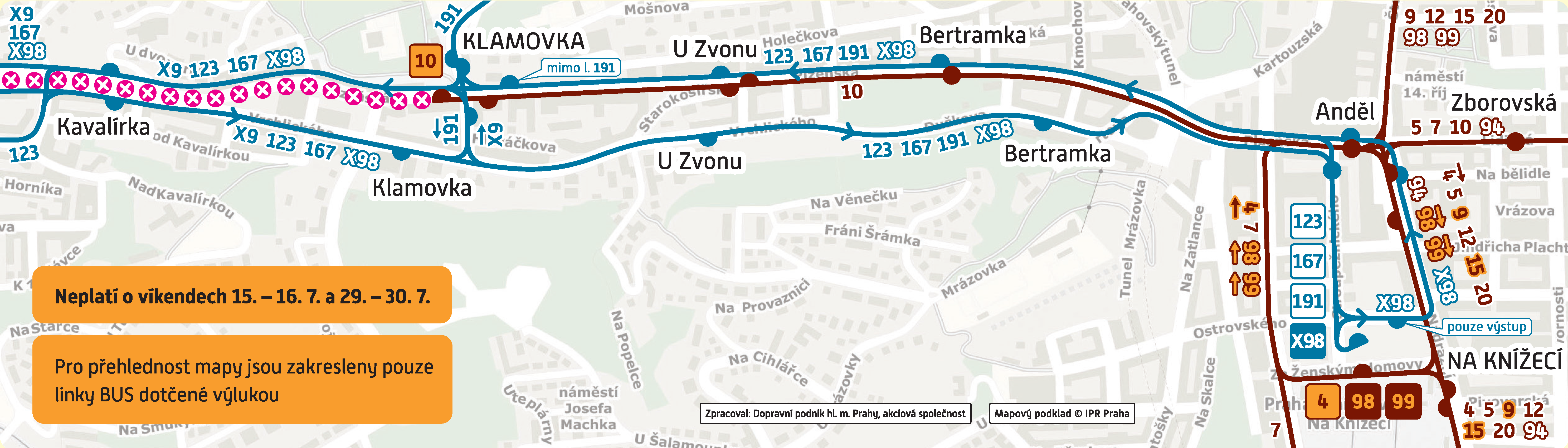 Přerušení provozu tramvají v úseku Klamovka – Sídliště Řepy