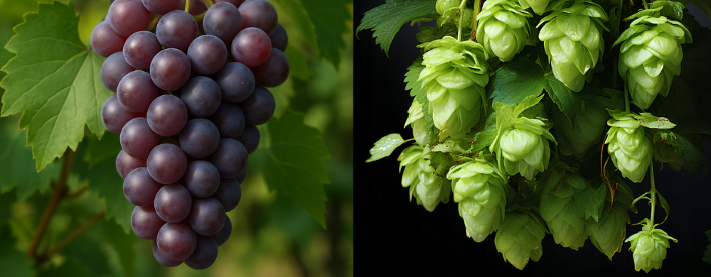 Ilustrační foto -hroznové víno a chmel