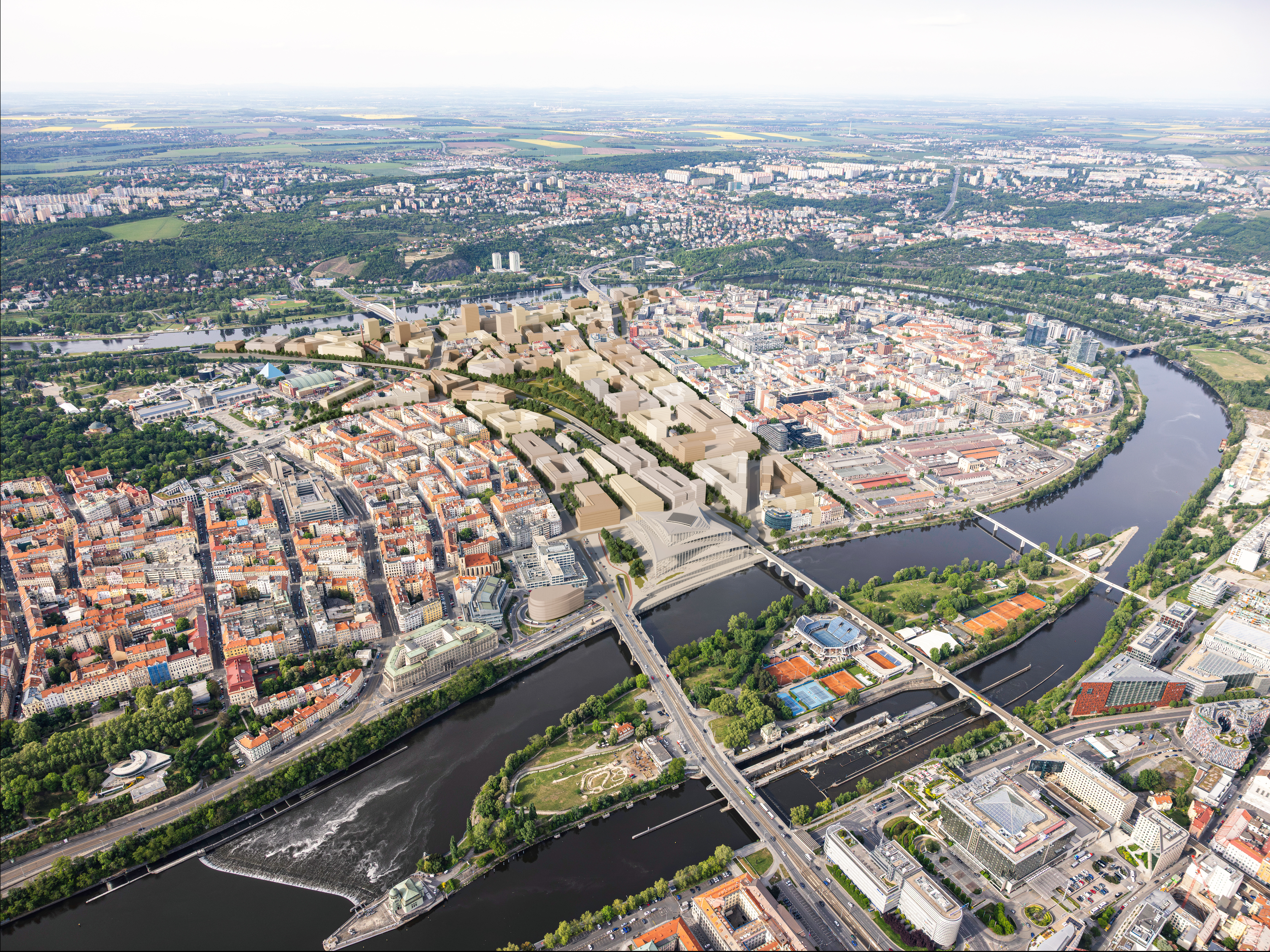Vizualizace územní studie Holešovice Bubny – Zátory II